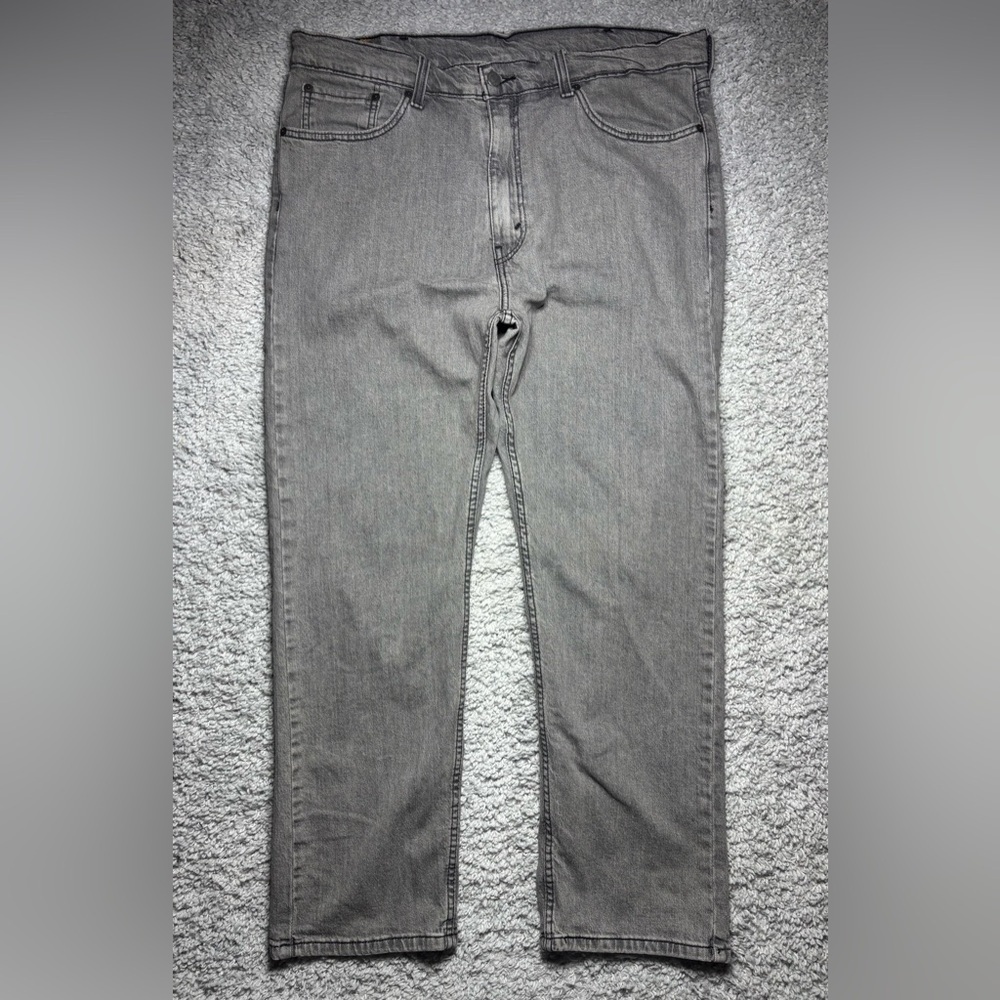 Levis Jeans Mens 38 x 30 505 Straight Denim Black Stitching Flex Streetwear Gray